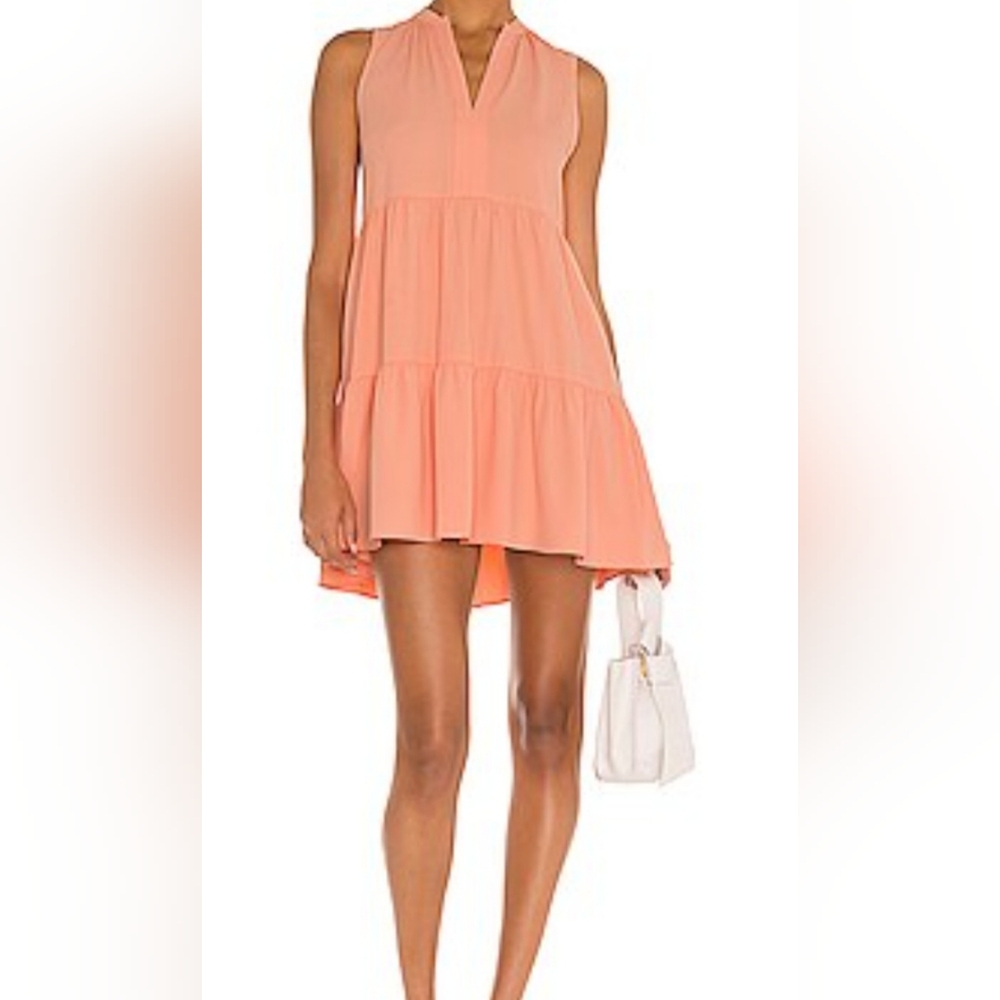 Amanda Uprichard Sleeveless Coral Tiered‎ Mini Dress Size S